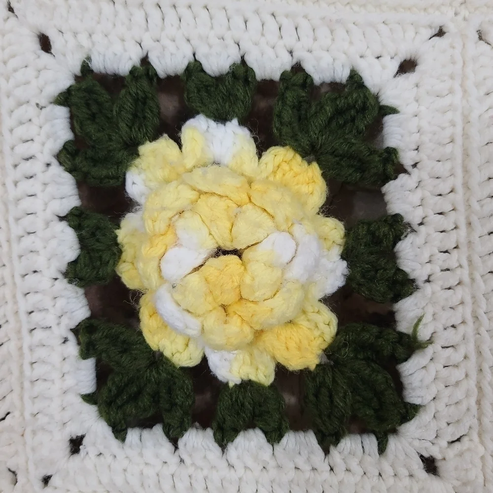 Granny Square Floral Handmade Homemade Afghan Throw Blanket